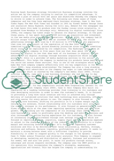 Business Strategy of New York Times Paper; Dell Company and Under armour