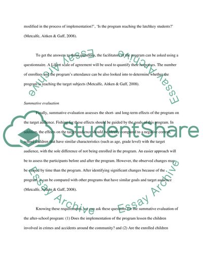 HP3C: Health Program Evaluation of After School Programs