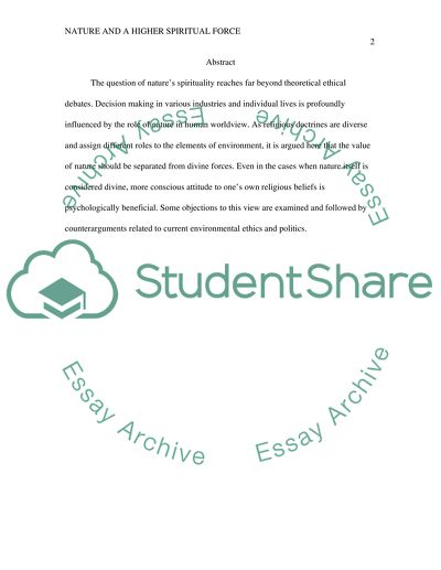 Beauty and Majesty of the Natural World Need to Be Tied to a Higher or More Spiritual Force