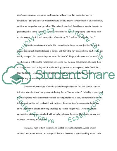 On Sexual Double Standard