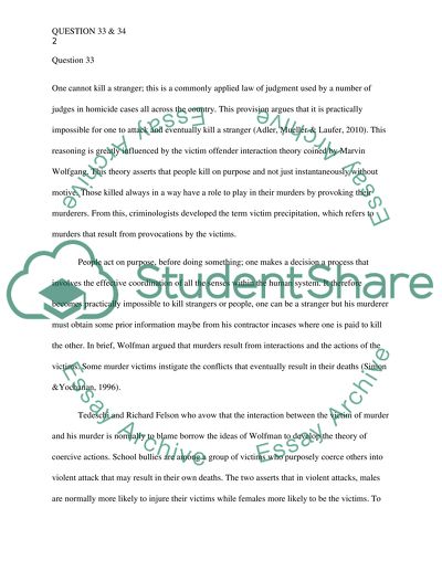 Victim Offender Interaction Theory Coined by Marvin Wolfgang