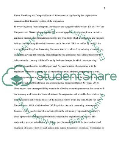 Overstated Company Profits and Financial Conduct Authority