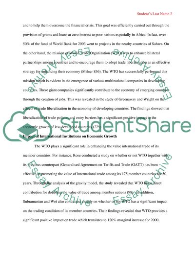 Efficacy of Institutions in the Global System