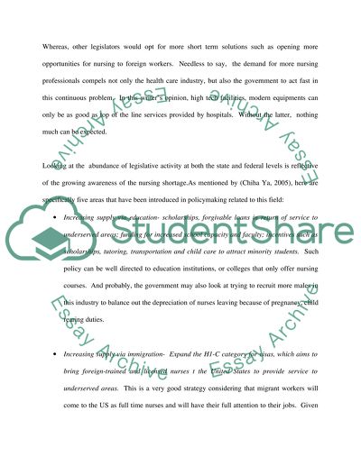 Health Care Policy - The Nursing Shortage Redux