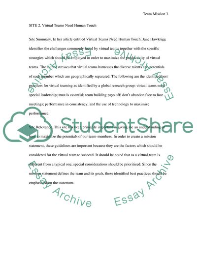 Team mission statement