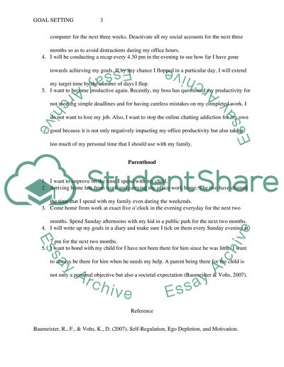 My Goal Setting in Education, Work and Private Life