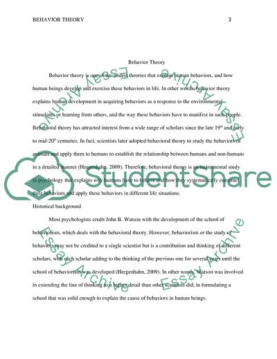 Behavior Theory and Human Behavior Explanation