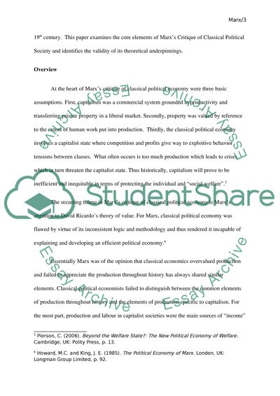 The Validity of Karl Marxs Critique of Classical Political Economy