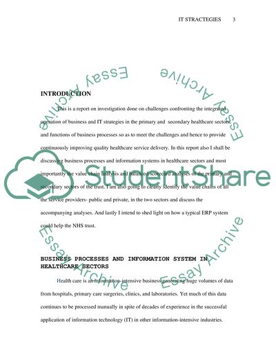 IT Strategies in Healthcare Sectors