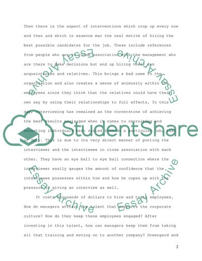 The Merits of Selection by Interview