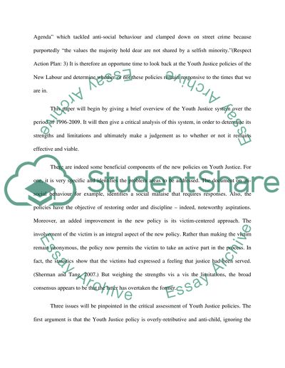 A Critical Analysis of New Labours Youth Justice Policies from 1996-2009