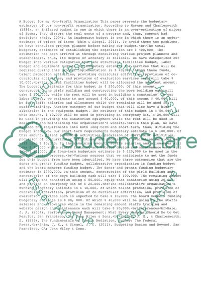 CREATE A BUDGET FOR YOUR NONPROFIT ORGANIZATION: