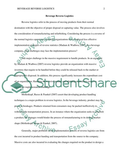 Discussion Board on Beverage Reverse Logistics