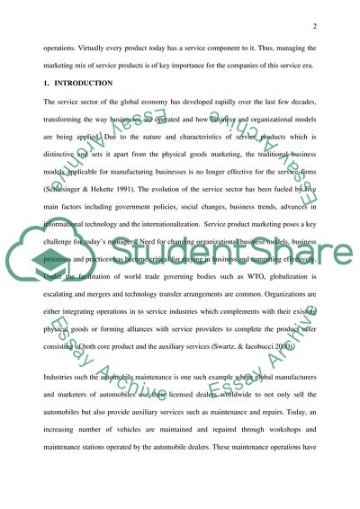 Analysis of Service Product Marketing