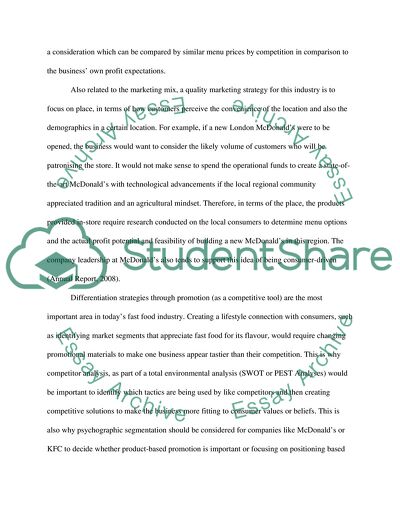 Marketing Management and the Fast Food Industry