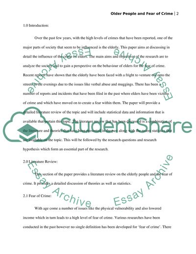 Older People and Fear of Crime