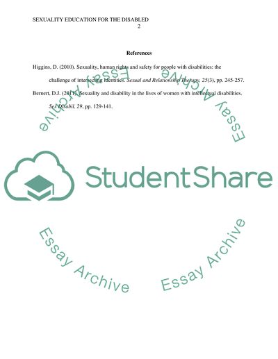 Sexuality Education for people who living with a disability