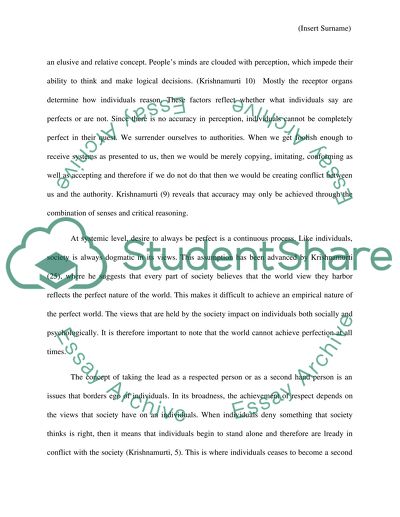 Considering the Concept of Perfection at Systemic and Individual Levels