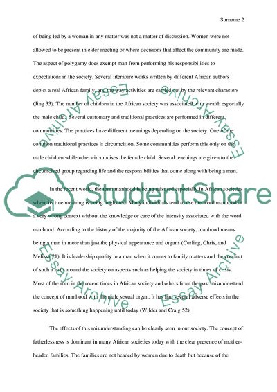 Manhood in African Societies and Family Structures in African Societies