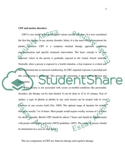 The Effectiveness of Cognitive Behavior Therapy in Treatment of Anxiety