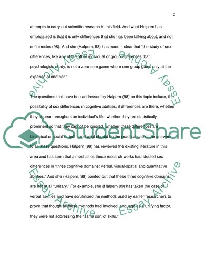 Sex, Brains and Hands Article Critique