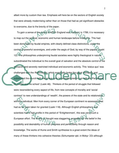 Was England already Modern by 1789