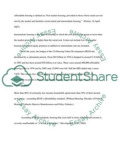 The Impact of the Shortage of Affordable Housing on Homelessness