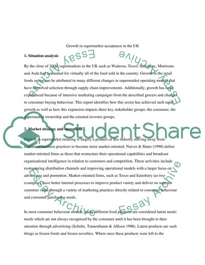 Growth in Supermarket Acceptance in the UK