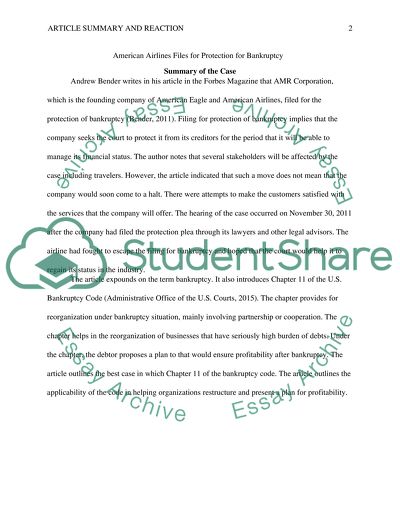 Article Summary and Reaction Paper