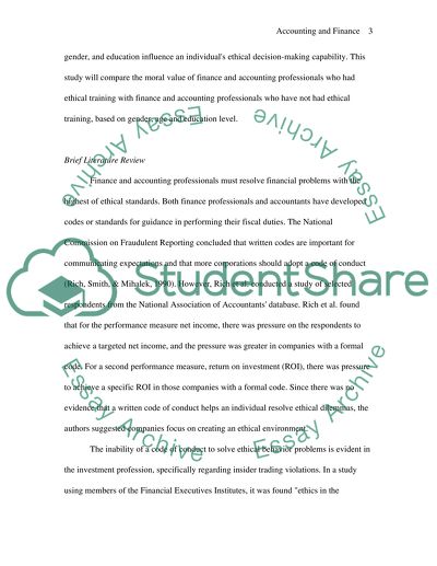 Impact of Ethical Education or Training on Moral Values