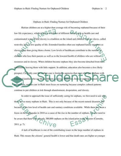 Orphans in Haiti: Finding Nurture for Orphaned Children