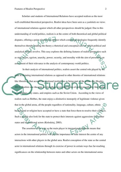 Features of Realist Perspective