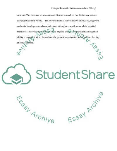 Adolescents and the Elderly