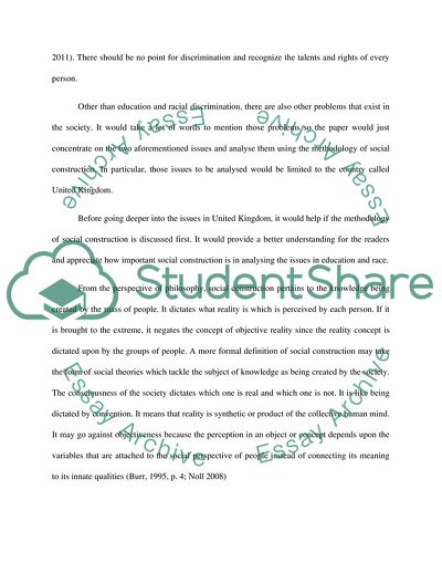 The Methodology of Social Construction on the Educational Underachievement and Racial Issues