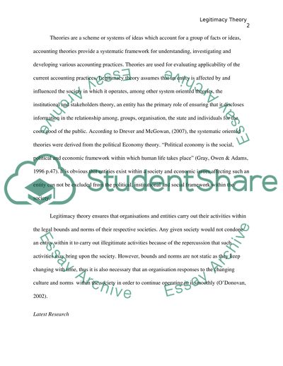 The Effect of legitimacy theory in achieving profitability and sustainability in a corporation