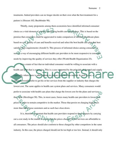 The Role of the Consumer in Health Care