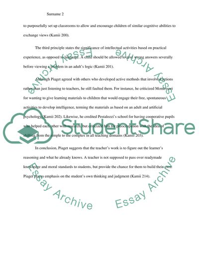 Pedagogical principles derived from Piagets theory: relevance for educational practice