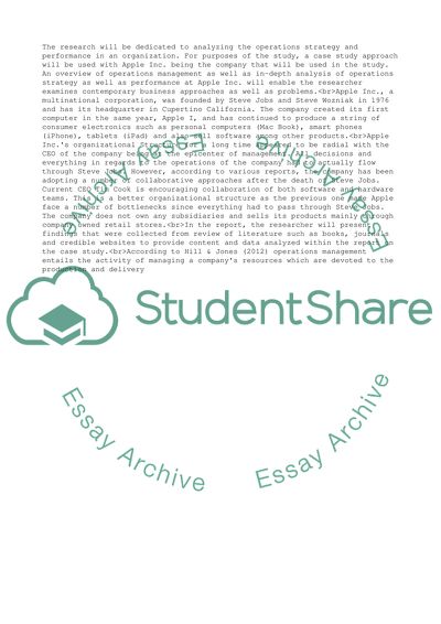 Strategic and Operational Management of Apple Inc