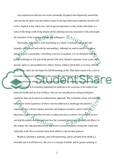 Analyze your personal conception of the meaning of health and healing