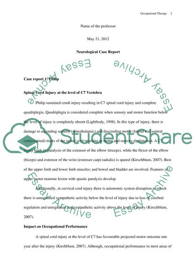 Spinal Cord Injury at the Level of C7 Vertebra
