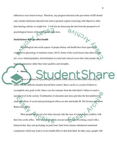 Effects of Social and Psychological Factors on Diet and Health