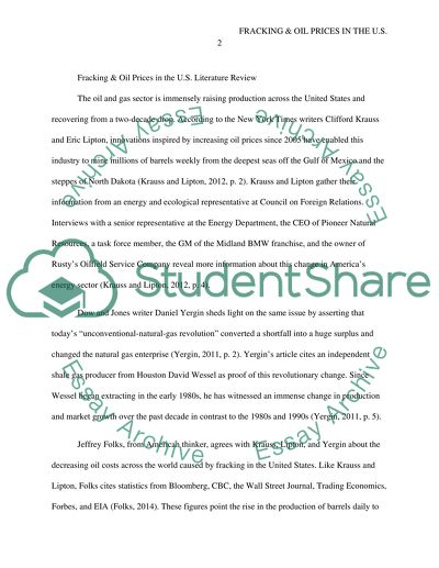 Fracking oil prices in USarticles literature review