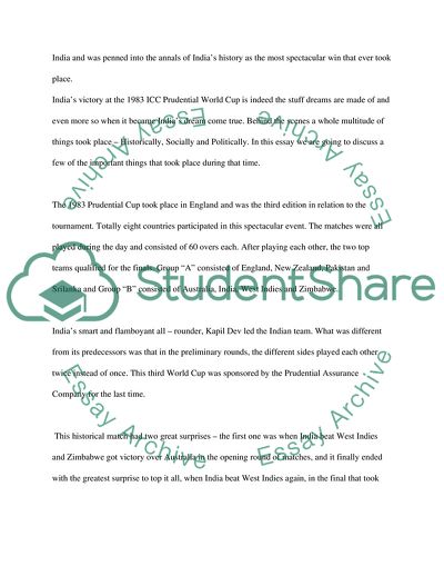 The 1983 Cricket World Cup