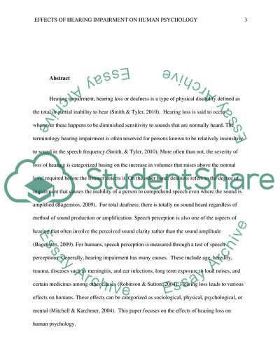 Effects of Hearing Impairment on Human Psychology