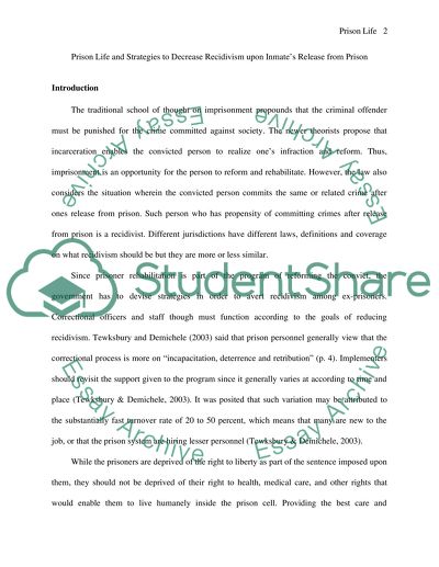 Prison Life and Strategies to Decrease Recidivism upon Inmates Release