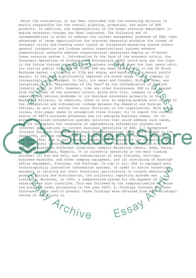 Management - Report on RSE plc