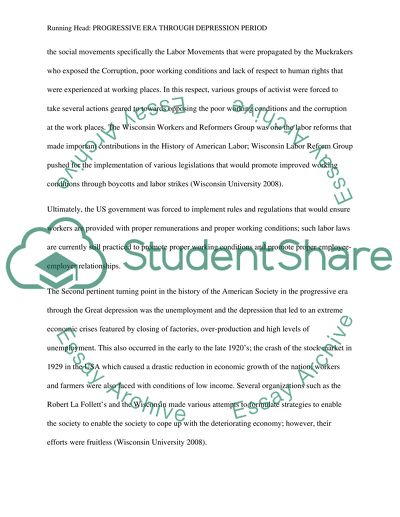 Progressive era through the great depression