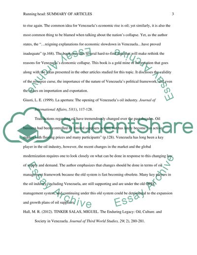 Summarizing 9 articles about oil in Venezuela (separately)