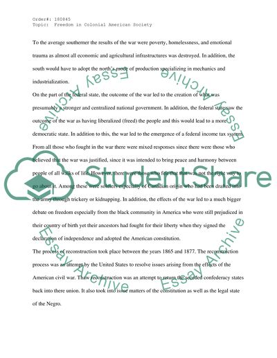 Freedom in Colonial American Society