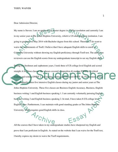 The Desire to Waive the TOEFL Requirements
